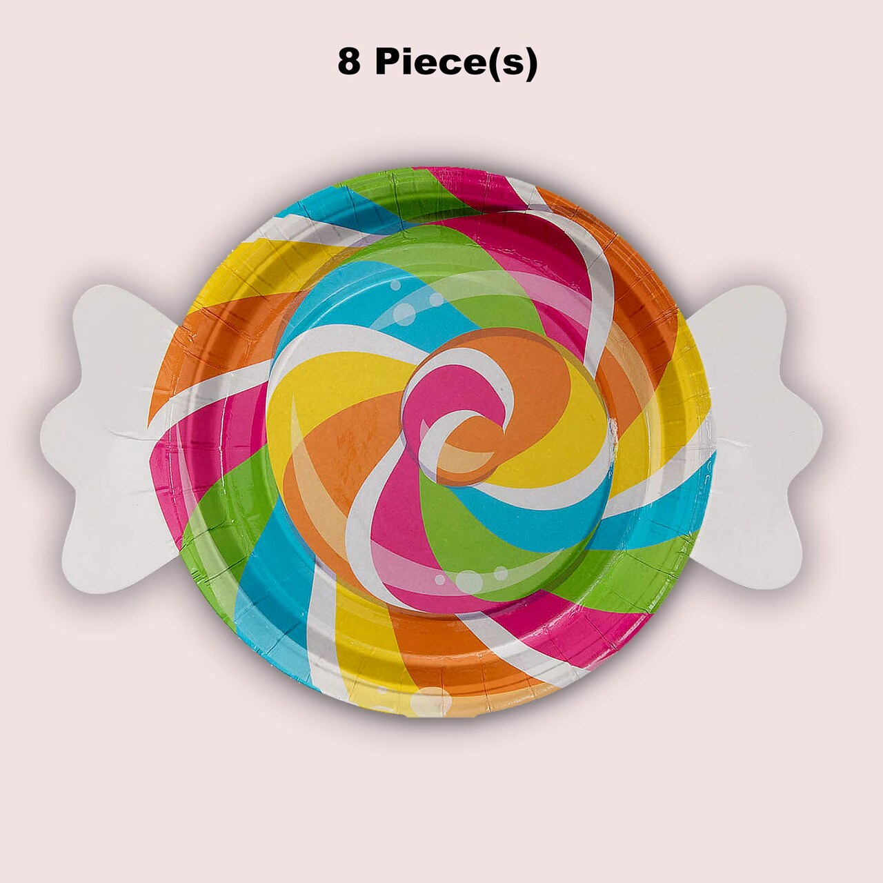 8 Count Candy World Wrapped Candy Shaped Paper Dessert Plates 7.5 Inch Disposable Tableware for Candy Party